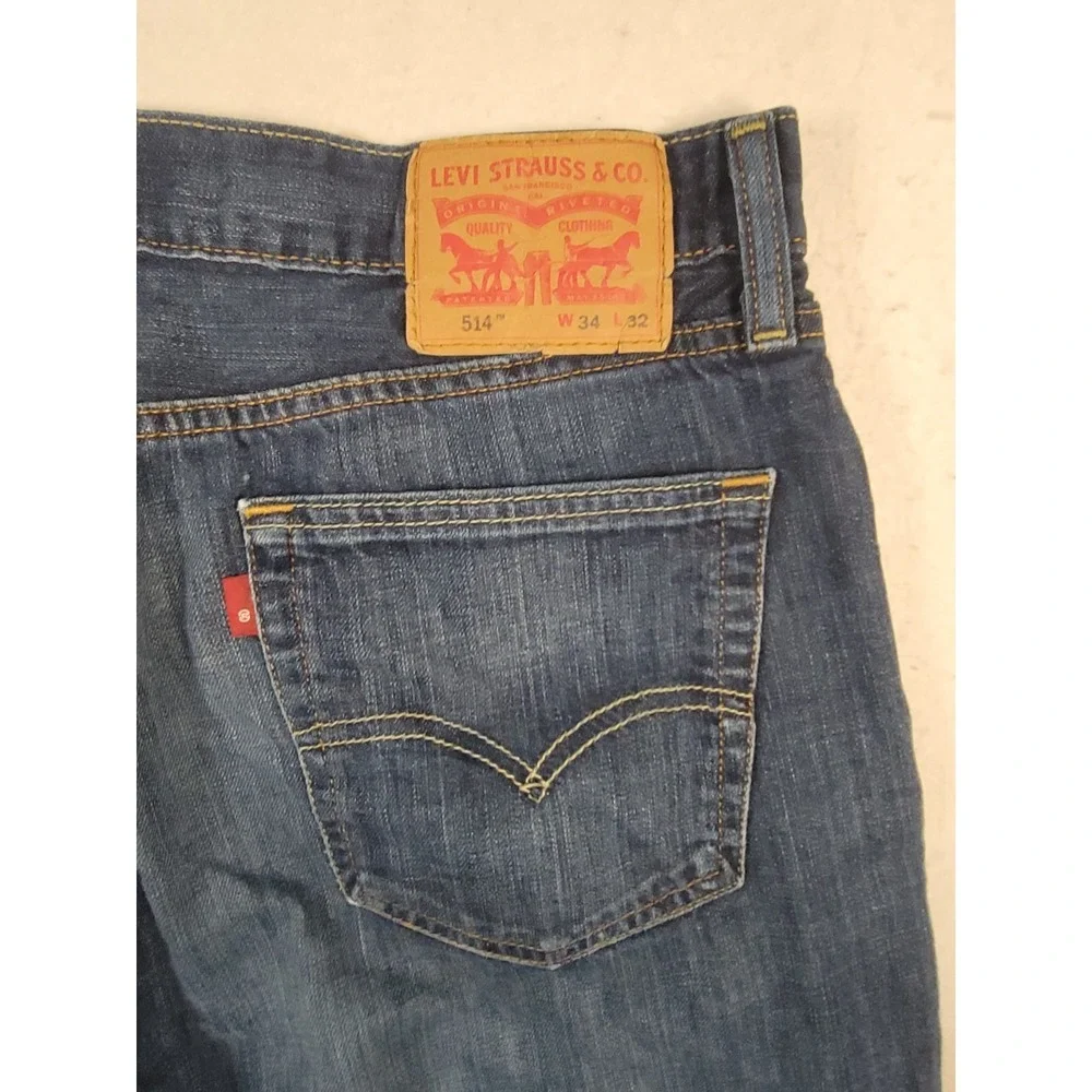 Levi's 514 Straight Fit Jeans W34 L32 Blue Denim‎ Men's Dark Wash